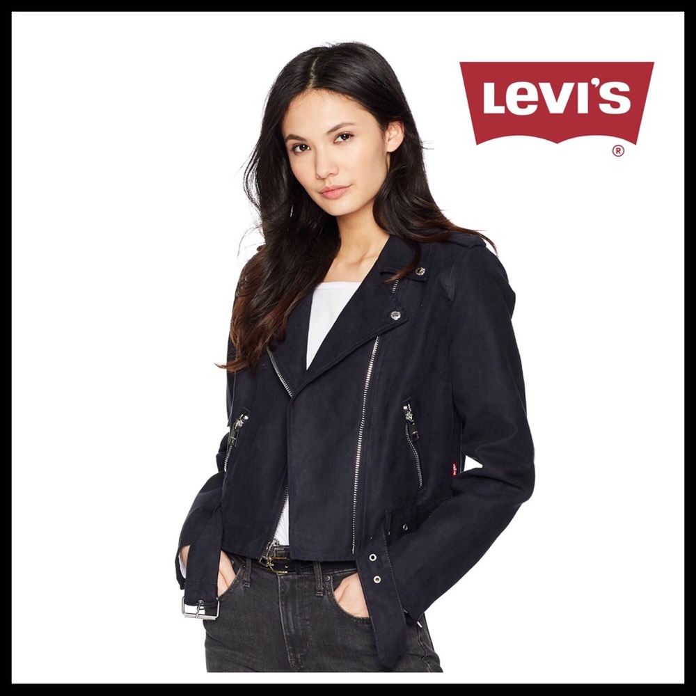 LEVI’S VEGAN SUEDE MOTO UTILITY BOMBER JACKET A3C - Picture 8 of 8